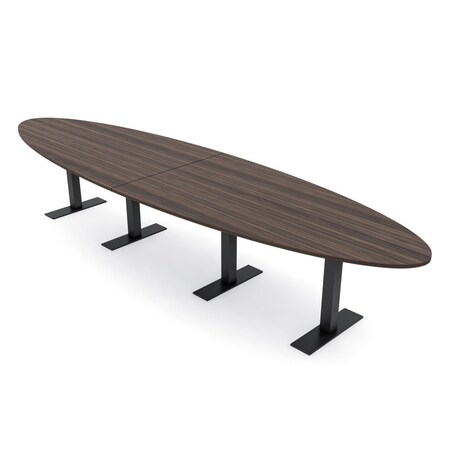 Skutchi Designs 14ft Oval Conference Table With Power | Harmony Series | 12 Person Meeting Room Table HAR-OVL-48X168-T.BK-H3041-NA
