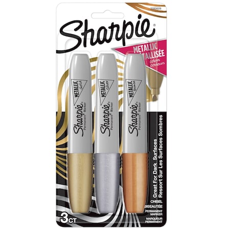 Sharpie Metallic Permanent Markers, Chisel Tip, Assorted Colors, 3PK 2089609