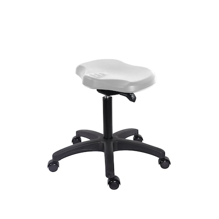 Blue Ridge Ergonomics Polyurethane Ray Sit-Stand Stool - Medium Bench Height with Casters in Gray Polyurethane PRPMBSO-RG-NF-RC-GRY