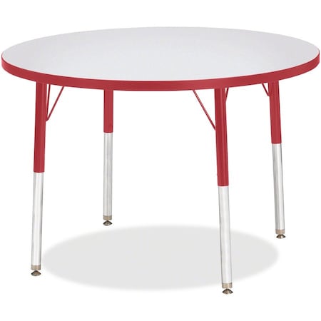 Jonti-Craft Berries Round Activity Table, 36 in. Diameter, A-height, Freckled Gray/Red/Gray 6488JCA008