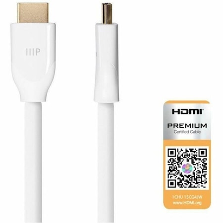 Monoprice High Speed HDMI Cable, Hdr, 3 ft., White 16117