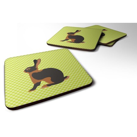 Carolines Treasures Tan Rabbit Green Foam Coaster, Set of 4 BB7789FC