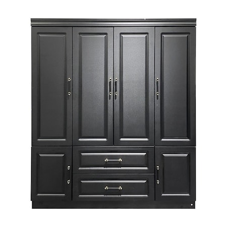 Homeroots 71" Black Wood Six Door Two Drawer Combo Dresser 617968