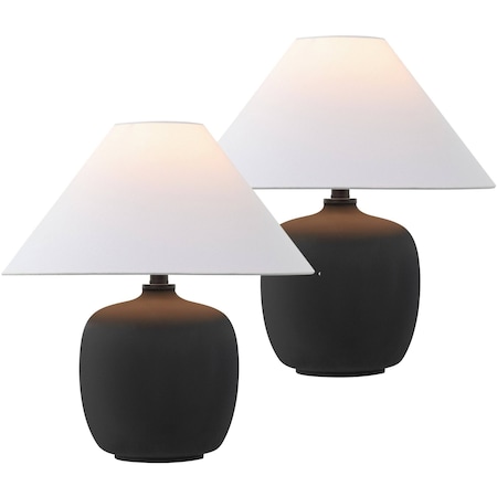 Jonathan Y Delphi 18.25" Minimalist Scandinavian Resin/Iron LED Table Lamp, Matte Black, 2PK JYL5600A-SET2