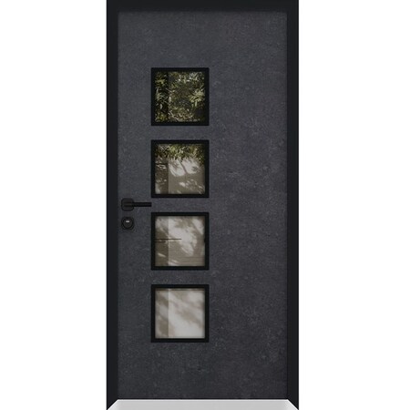Vdomdoors Aluminum Door Cynex 6106 Dark Stone Entry Steel Metal Modern Painted W36xH80 Right Inswing CYNEX6106EXD-DARK-W36xH80-RH-I