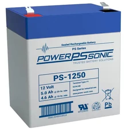 Power-Sonic 12V 5Ah F1 AGM Rechargeable Battery PS-1250 F1