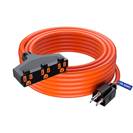 Maximm 50ft 14AWG SJTW 3-Outlet Extension Cord, Orange 3OUT-EXT-ORG-50FT-1PK-SJTW