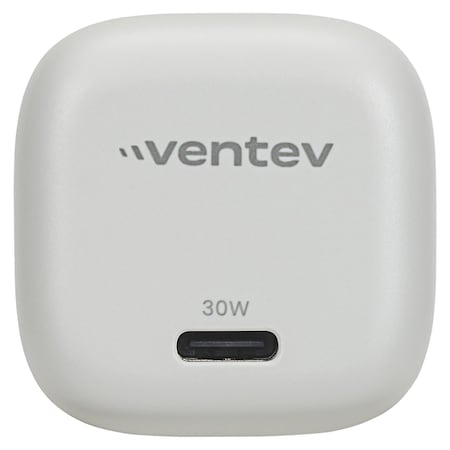 Ventev 30w Ultrafast Usb C Universal Gan Mini Wall Charger, Gray WC30-HDBX-85930