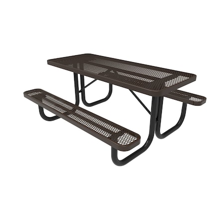 Mytcoat 6ft Rectangular Portable Outdoor Table, Brown, Seats 6, Expanded Metal, Industry Standard Coating 804038