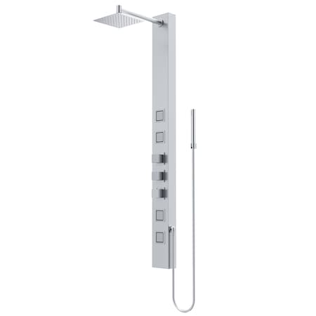 Vigo 58 in. H x 5 in. W 4-Jet Shower Panel System with Square Head & Hand Shower Wand in Stainless Steel VG08021ST