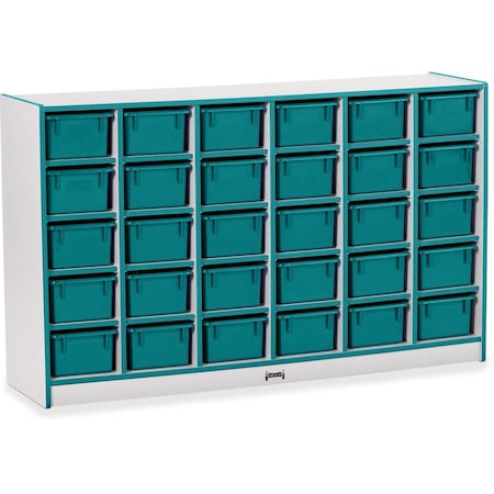 Jonti-Craft Rainbow Accents 30 Cubbie-Tray Mobile Storage, with Trays, Teal 0431JCWW005