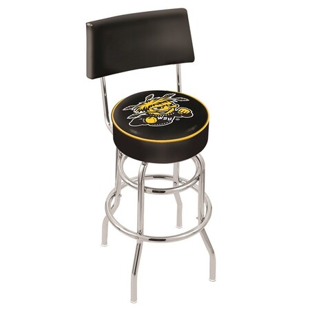 Holland Bar Stool Co 30" Chrome 2-Ring Wichita State Swivel Bar Stool, Back L7C430WichSt