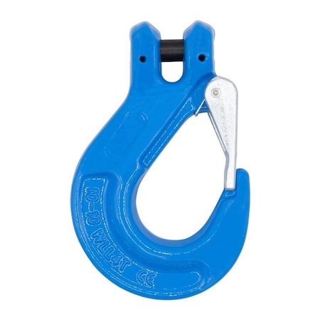 Mytee Products Heavy Duty Grade 100 3/8in Clevis Sling Hook with Latch - 8,800 LBS WLL, Blue SH38-G100