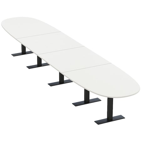 Skutchi Designs 18ft Conference Table With Power Unit | 18 Person Modular Boval Meeting Table | Harmony Series HAR-BOVL-48X216-T.BK-W960-NA