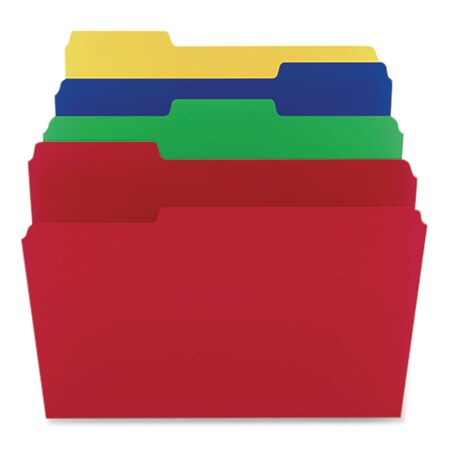 Tru Red Heavyweight Plastic File Folders, 1/3-Cut Tabs: Assorted, Letter Size, Assorted Colors, 24PK ST10741