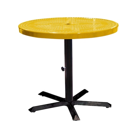 Leisure Craft 36" Round Perforated Pedestal Table, Portable, 30"H, Yellow 36TAB30-YELLOW