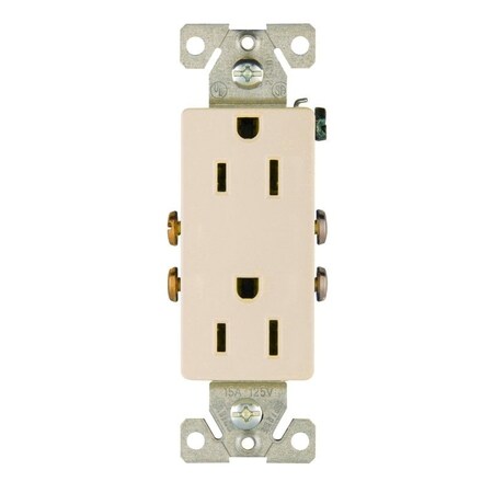 Eaton Wiring Devices Straight Blade Receptacle, 5-15R, 15 A, 125V AC, 2 Pole, 3 Wire, Flush Mount, Grounded 1107LA