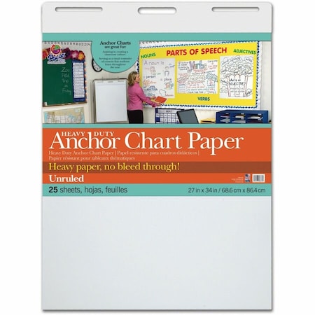 Pacon Heavy Duty Anchor Chart Paper, White, Unruled 27" x 34", 25 Sheets 3370