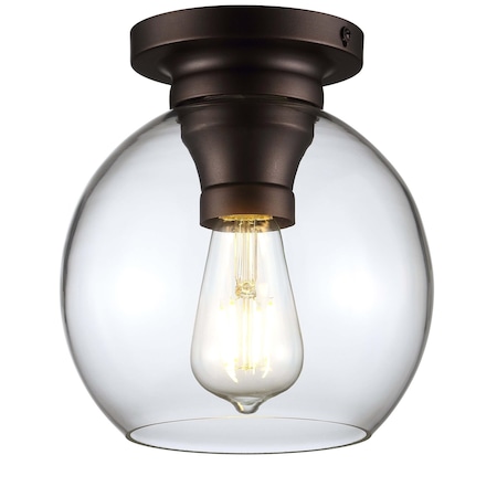 Jonathan Y Atlas 7.75" Metal/Glass LED Flush Mount, Oil Rubbed Bronze JYL7443A