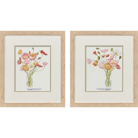 Homeroots Set Of Two Wiry Poppies Brown Framed Wall Art, 2PK 649316