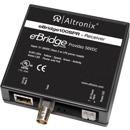 Altronix PoE Extender, 3-1/2" W, 51/56VDC Input V EBRIDGE100SPR