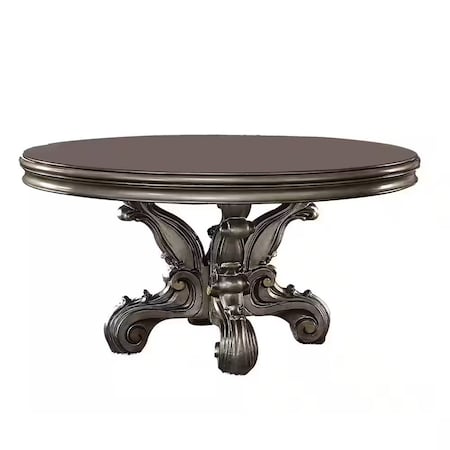 Homeroots Gray Solid Wood Pedestal Base Round Top Dining Table 347327