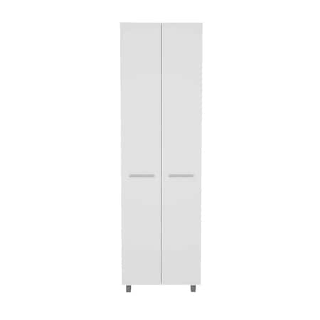 Homeroots 78in Modern White Pantry Cabinet with Two Full Size Doors 403769