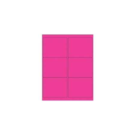 Bubblefast 4 x 3 1/3'' Fluorescent Pink Rectangle Laser Labels-6 Labels per Sheet BFLL180PK