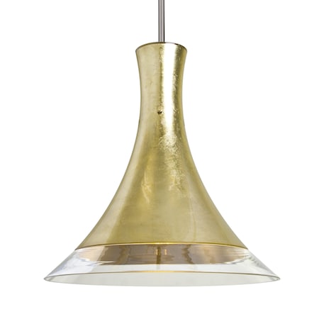 Besa Lighting Rio Stem Pendant, Gold Foil/Clear, Satin Nickel Finish, 1x9W LED 1TT-RIOGF-LED-SN