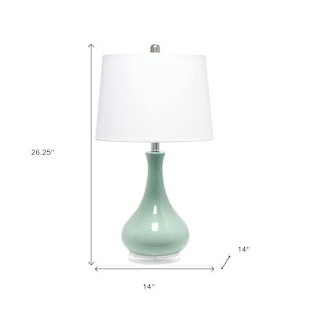 Homeroots 26" Aqua Ceramic Novelty Table Lamp With White Drum Shade 643477