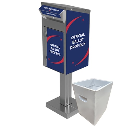 American Security Cabinets Medium Ballot Drop Box 610 With Plastic Collection Tote BAL-610-SS-OC-KB