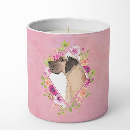 Carolines Treasures 10 oz Fawn Great Dane Pink Flowers Decorative Soy Candle CK4234CDL