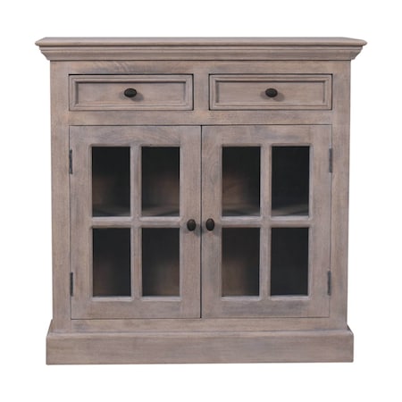 Homeroots 35in Brown Solid Wood Accent Cabinet With Two Doors And Two Drawers 720267