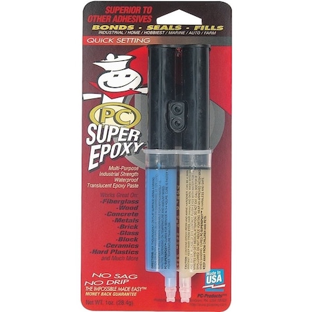 Pc Products PCSuperEpoxy 0 Epoxy Adhesive, Blue, Paste, 1 oz Syringe 16619