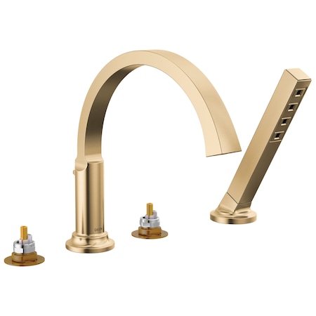 Delta Tetra Roman Tub Trim With Hand Shower In Lumicoat Champagne Bronze T4788-CZ-PR-LHP