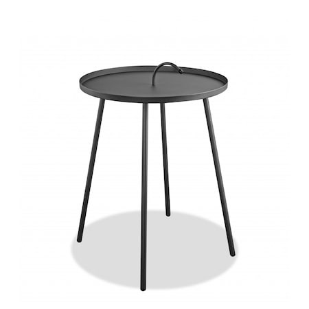 Homeroots 25" Gray Stainless Steel Round End Table 372276