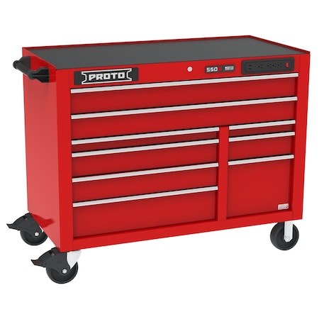 Proto 550 Series Rolling Cabinet, 9 Drawer, Red, 50 in W x 25-1/4 in D x 41 in H J555041B-9RDPDP