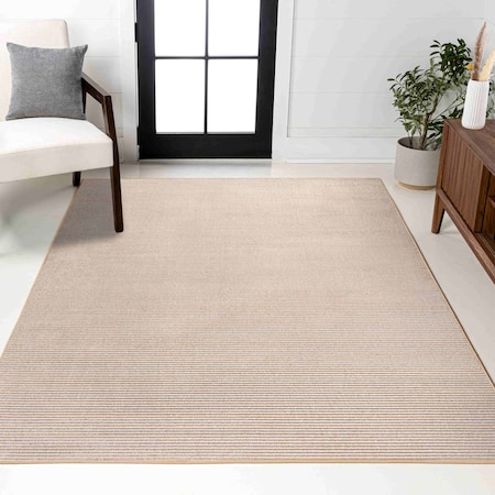 Jonathan Y Cole Modern Minimalist Pinstripe High-Low White/Gold 4 ft. x 6 ft. Area Rug CAR101D-4