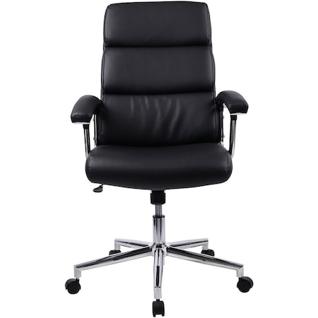 Lorell Executive Chair Leather High-Back ChairBlack Back, Fixed Arms, 18-1/2" to 22-1/2" Height, Leather LLR20018
