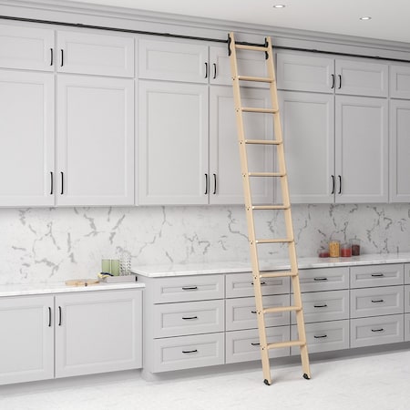 Quiet Glide 9.92 ft. Maple No Wheel Black Hook Removable Ladder, 12 ft. Rail QG.330-10MA-12-H.08