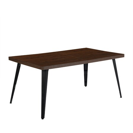 Homeroots 63" Dark Brown and Black Wood and Steel Dining Table 568212