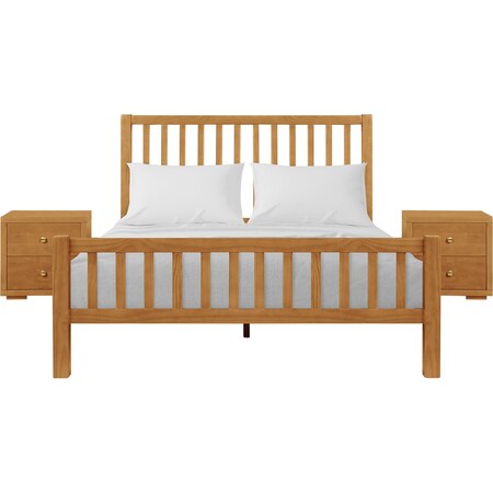 Homeroots Three Piece Oak Solid Wood Bedroom Set 523686