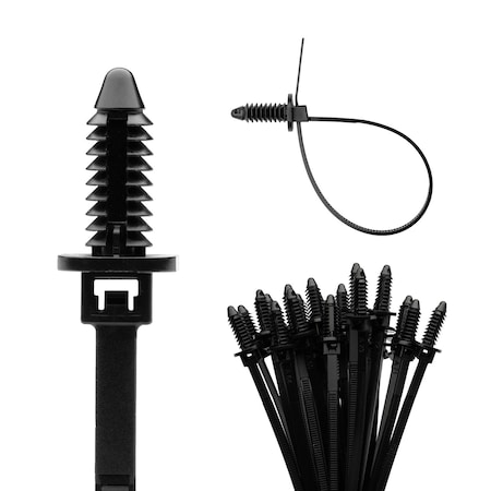 Tr Industrial Contractor Series Fir Tree Heat-Stabilized UV Black Cable Ties, 7in, Black, 100-Piece TR88420