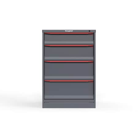Strong Hold 4 drawer cabinet - (1x 6ft, 1x 8ft, 2x 10ft) - Red accents - Keyed Different S3044-PPDAS-0402DS
