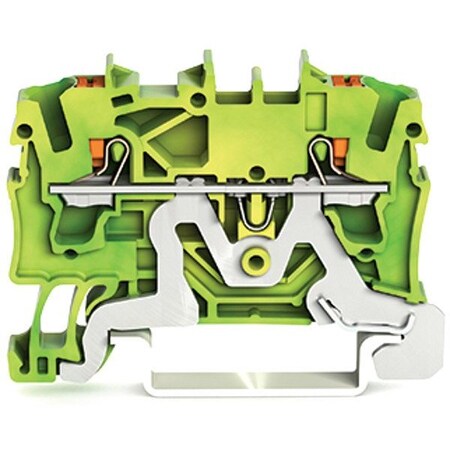 Wago Terminal Block, 1.9" L, Green; Yellow 2202-1207
