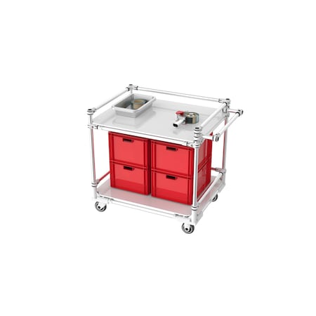 Trilogiq 2-Level Shelf Cart 3 Flanges Per Level With Horizontal Hand Bar. 49A-1