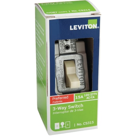 Leviton Toggle Ivory 15A Grounding Quiet 3-Way Switch S07-CS315-2IS