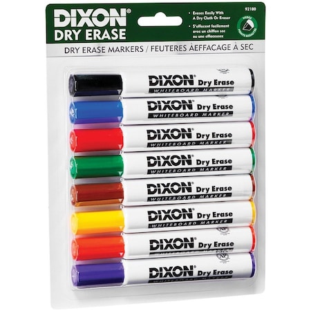 Dixon Ticonderoga Dry Erase Markers Wedge Tip, 8 Colors Per Set, 2 Sets Per Pack, PK16, 16PK 92180