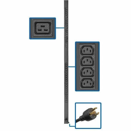 Eaton Tripp Lite Series 3.7kW 208/230V Single-Phase Basic PDU - 32 C13 & 6 C19 Outlets, L6-20P PDUV20HVL6-72