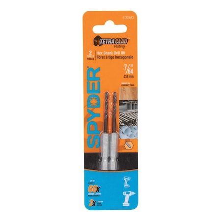 Spyder 7/64-Inch Hex Shank Drill Bit, 2PK  100503